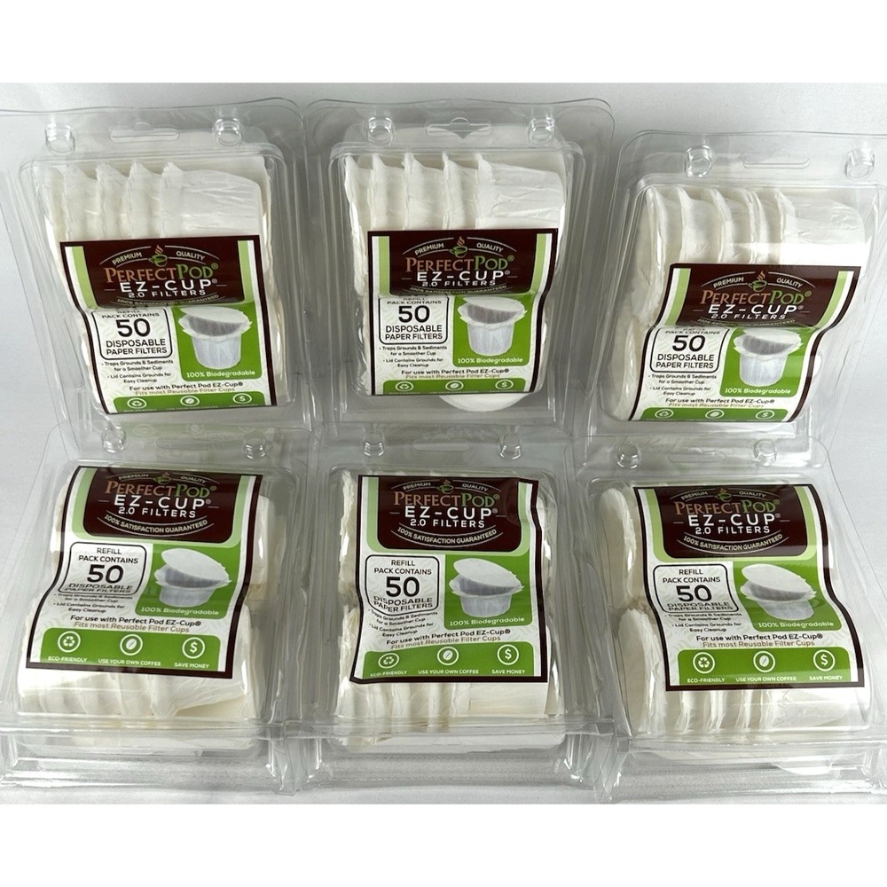 Perfect Pod EZ-Cup Lot Of 6 Packs 2.0 Disposable Coffee Filter 300 Paper Filters